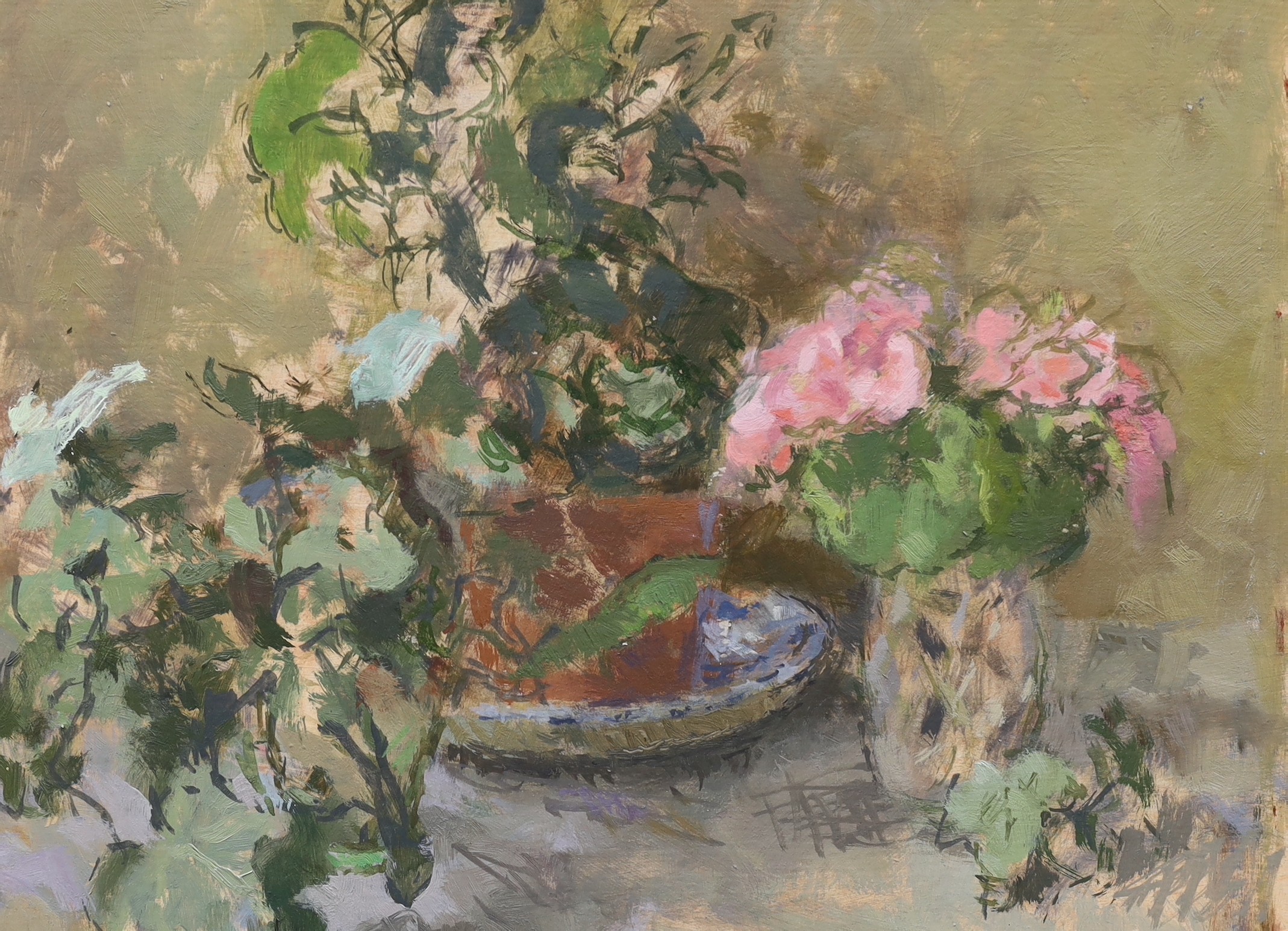 Archibald Sanderson (1900-1971), a group of assorted unframed oils and watercolours including still lifes and topographical studies, largest 30 x 39cm
